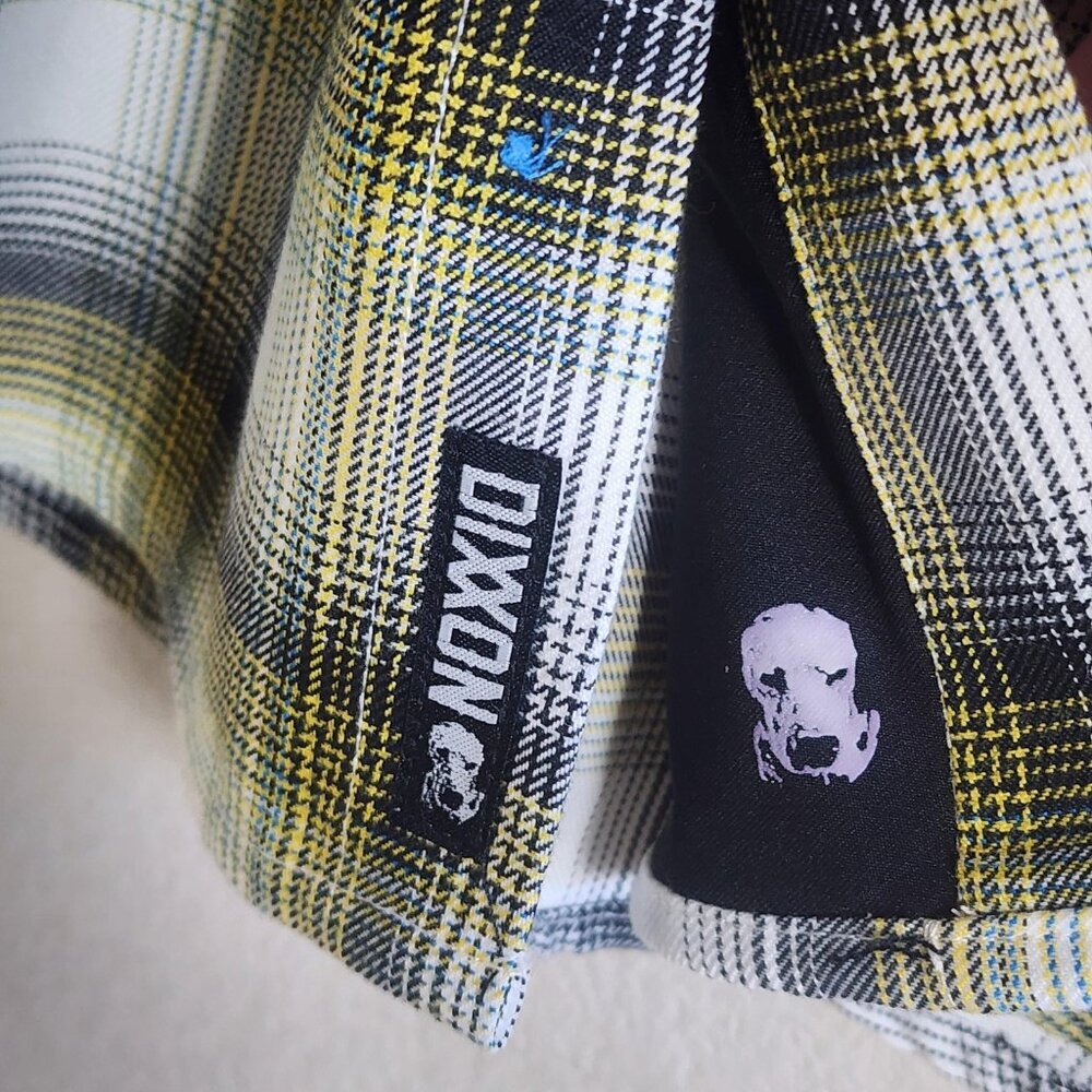 Dixxon Sublime Flannel Shirt Mens Extra Large White Yellow Plaid Snap Button - Picture 5 of 11